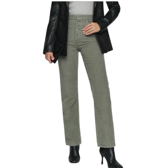 Reformation Cynthia High Rise Straight Corduroy Pants in Sage Green Size 28 - Picture 1 of 6